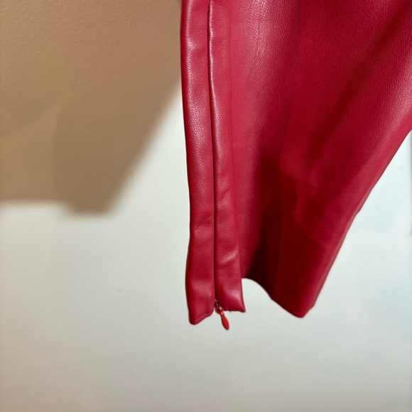 ZARA Sz M Vegan Leather High Rise Zipper at Ankle Unlined Trousers Leggings NEW - Picture 15 of 15